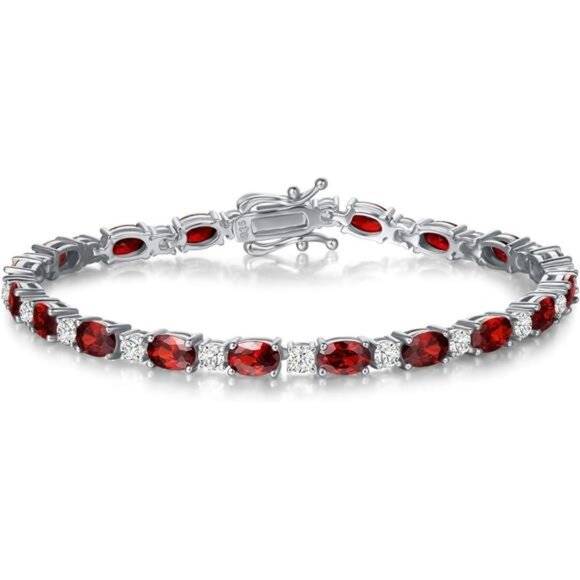 Birthstone Bracelets Sterling Silver Tennis Bracelets Charm Fine Jewelry Gifts - Picture 7 of 7